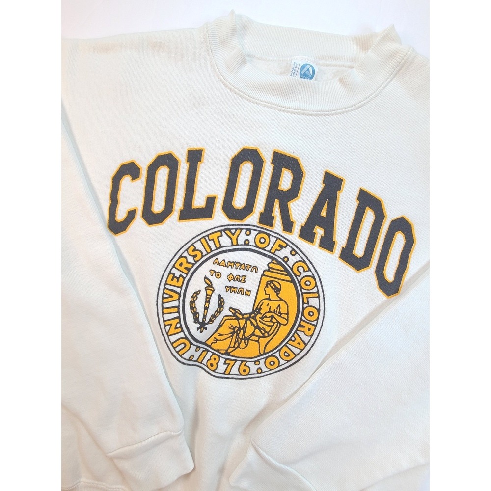 Artex University of Colorado CU Crewneck Sweatshirt Cream M Vintage (late 80s)